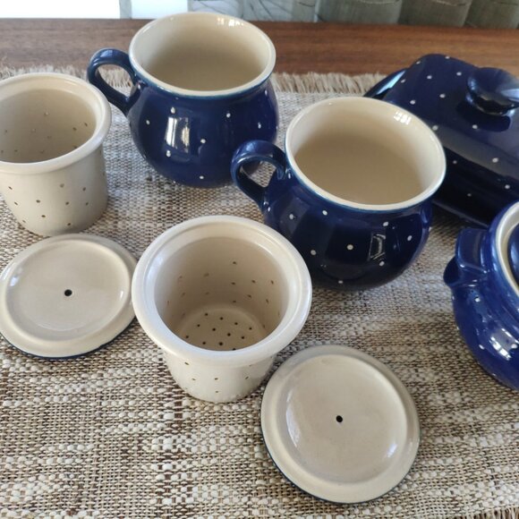 RKM Rheinsberger Germany Set of 4, VTG Jam Pot, Butter Dish, Tea Mug signed, - Picture 4 of 14